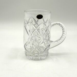 Bohemia Czech Republic Lead Crystal Beer Mug 24% Pbo Cut Glass 6 inch Stein